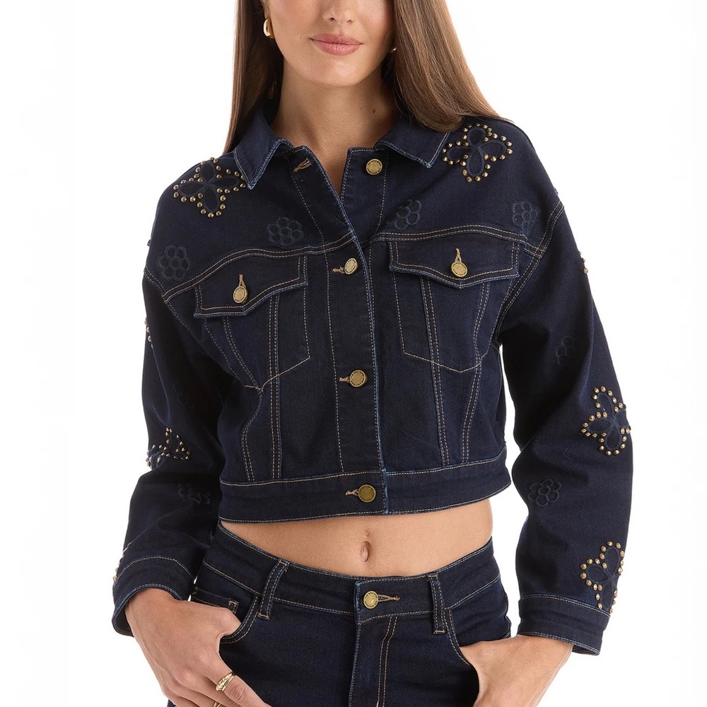 The Noli Shop Kaia Studded Jacket - Indigo